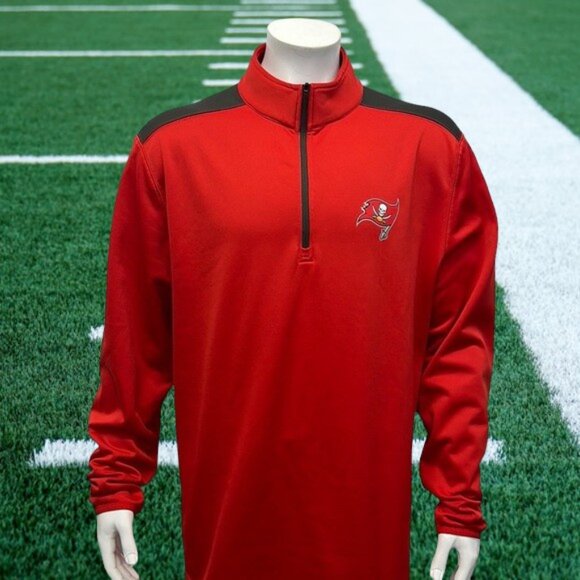 Tampa Bay Buccaneers Red Pewter Gray Pullover NFL Team Apparel 1/4 Zip Jacket 2X